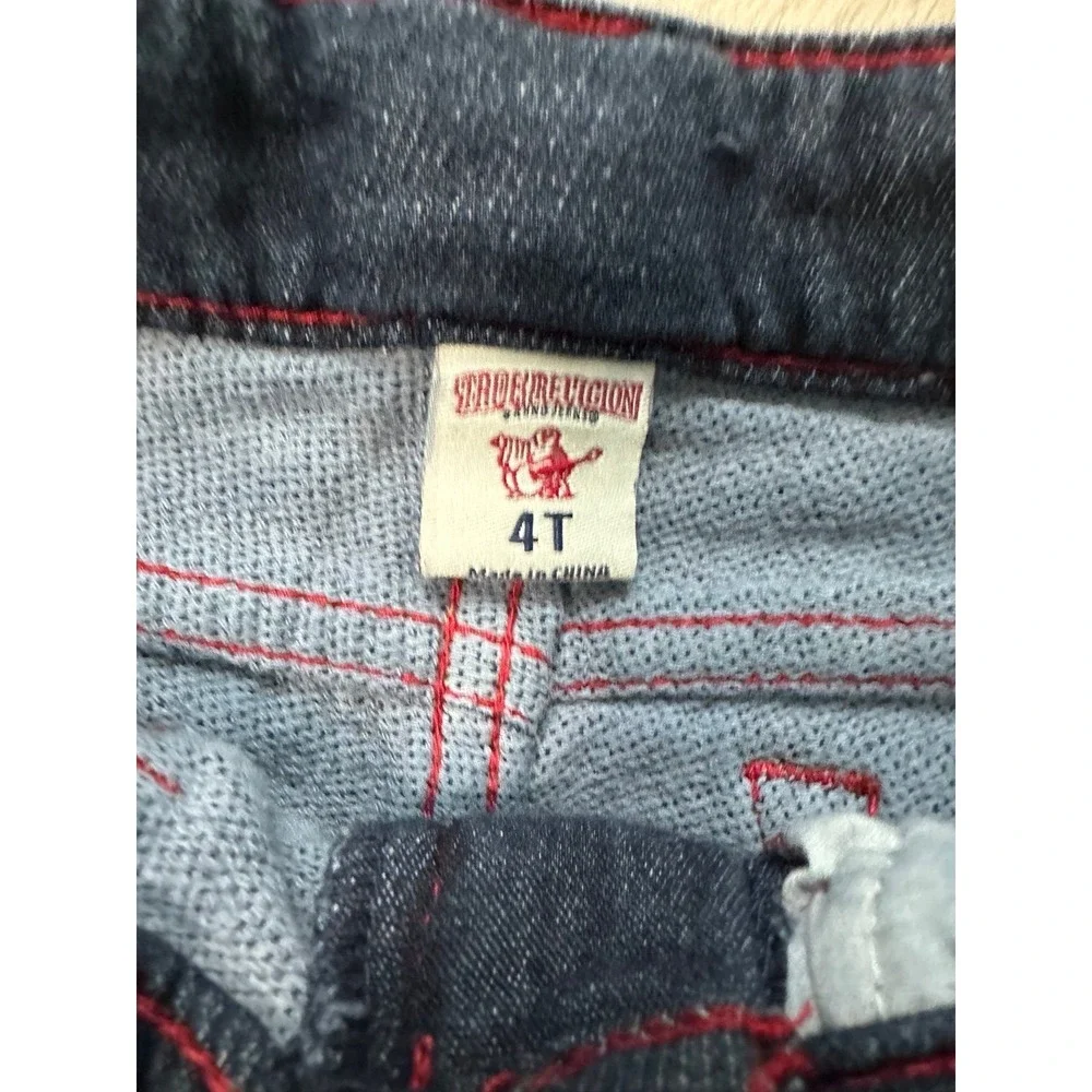 True Religion Jeans Kids 4T Dark Wash Blue Excellent Red‎ Contrast Stitching